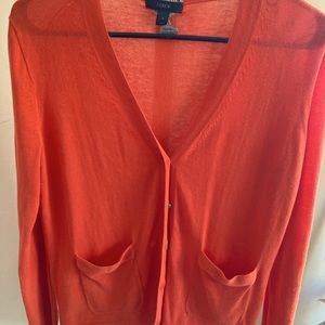 J. Crew bright orange lightweight cotton button cardigan with pockets, size S